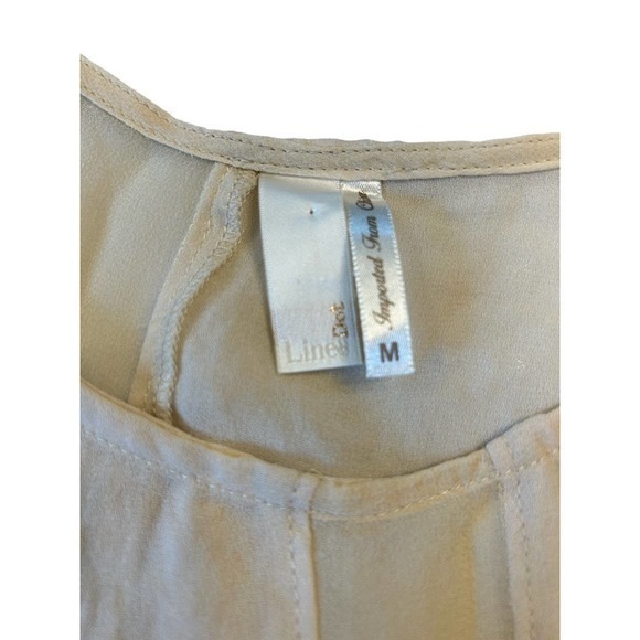 Line & Dot Size Medium Mixed Media‎ Silk Highlow Blouse Nude Tan Laginlook - Picture 7 of 7